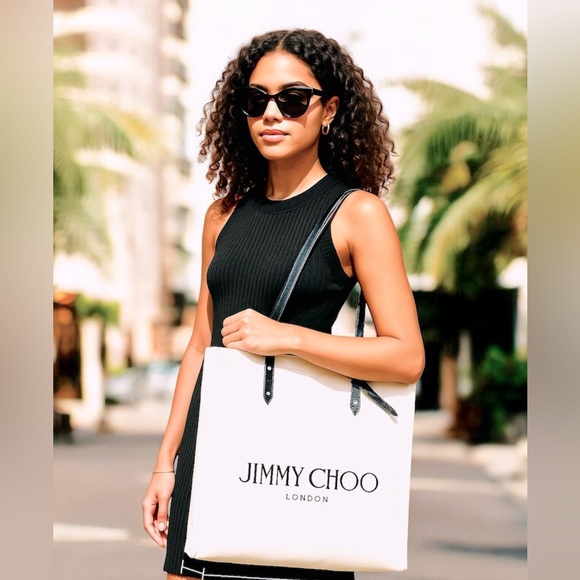 Jimmy Choo Canvas & Leather Tote with Dust Bag and COA Card - Picture 1 of 17